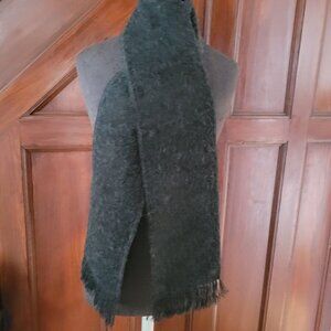MINT ANDEAN SUN Scarf  Alpaca Gray Fringed Blue PERU 32" x 7"